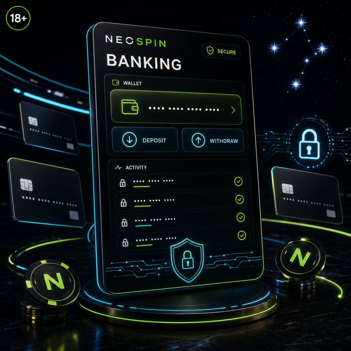 Neospin banking, deposits and withdrawals